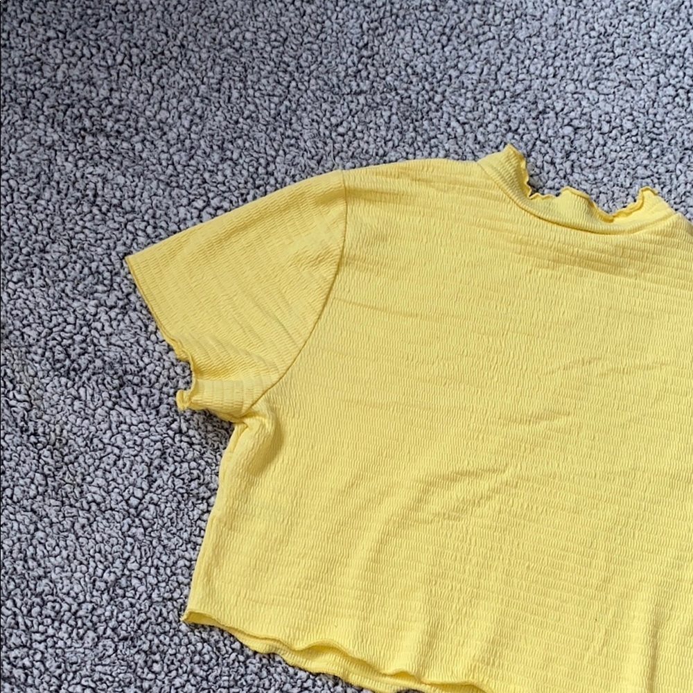 Shinestar Yellow Ruffled Crop Tee Short Sleeve - Picture 7 of 9